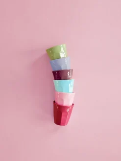 RICE Kleine Melamin Becher Espressogröße, mehrfarbig, 6er Pack