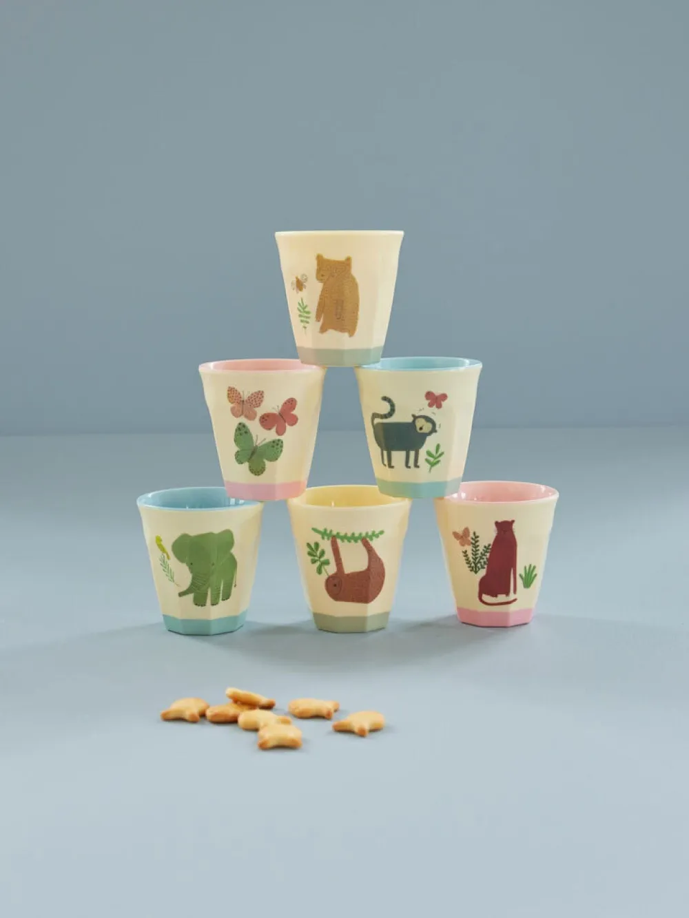 RICE Kleine Melamin Becher Sweet Jungle Print - 6er Set