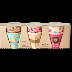 RICE Kleine Melamin Kinder Becher Jungle Animals 6er Pack