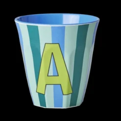 RICE Melamin Buchstabenbecher gestreift