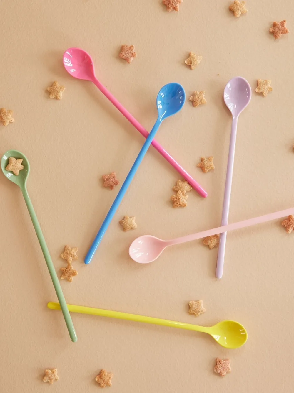 RICE Melamin Latte-Löffel, Mehrfarbig, 6er Pack