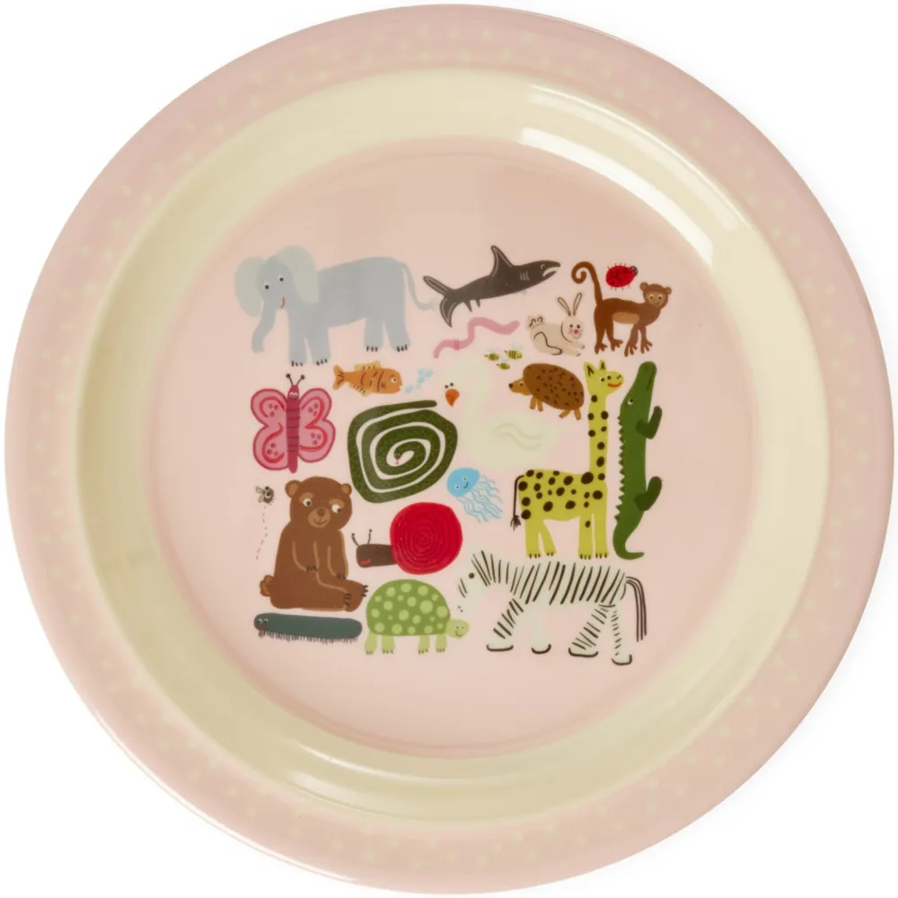 RICE Melamine Kinderteller Wildlife Print