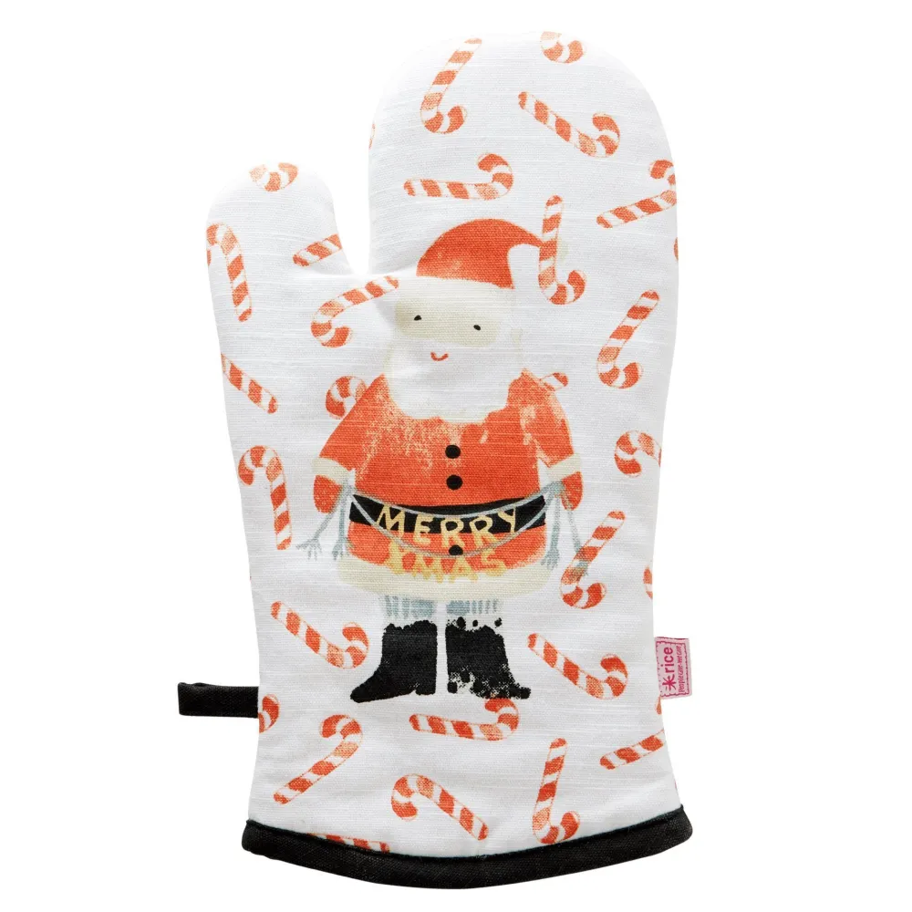 RICE Ofenhandschuh Santa and Candy Cane aus Baumwolle