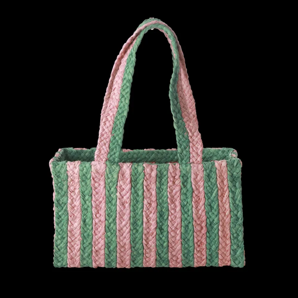 RICE Raffia Shoppingtasche Streifen