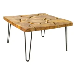 skandeko Quadratischer Couchtisch aus recyceltem Holz